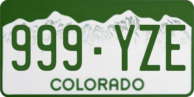CO license plate 999YZE