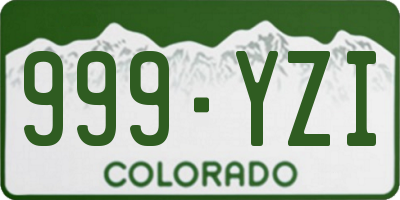 CO license plate 999YZI