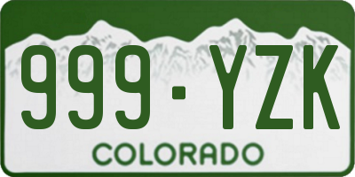 CO license plate 999YZK