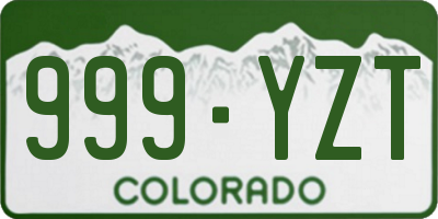 CO license plate 999YZT