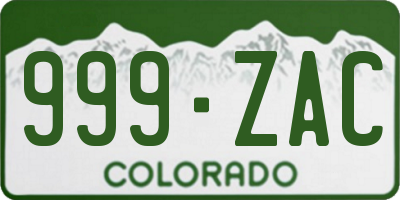 CO license plate 999ZAC