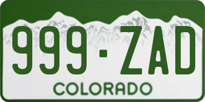 CO license plate 999ZAD