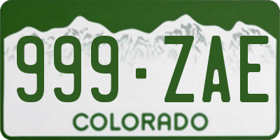 CO license plate 999ZAE