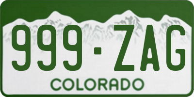 CO license plate 999ZAG