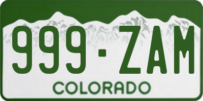 CO license plate 999ZAM