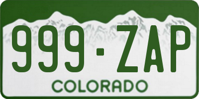 CO license plate 999ZAP