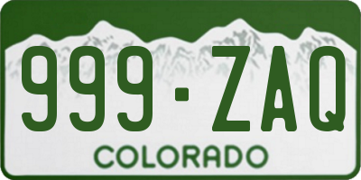 CO license plate 999ZAQ