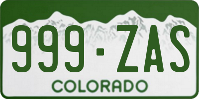 CO license plate 999ZAS