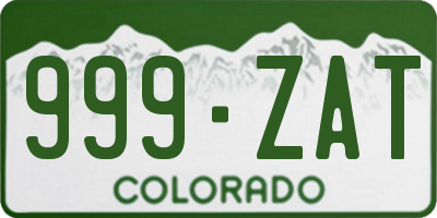 CO license plate 999ZAT