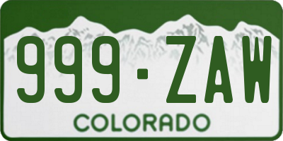 CO license plate 999ZAW
