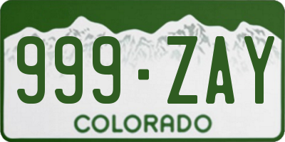 CO license plate 999ZAY