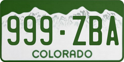 CO license plate 999ZBA