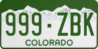 CO license plate 999ZBK