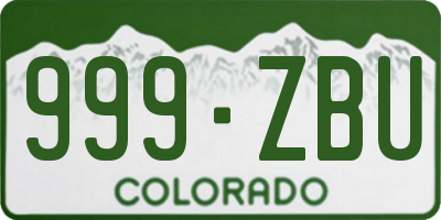 CO license plate 999ZBU