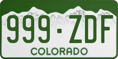 CO license plate 999ZDF