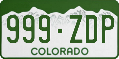 CO license plate 999ZDP