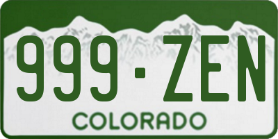CO license plate 999ZEN
