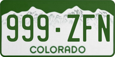 CO license plate 999ZFN