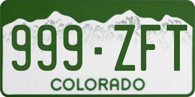 CO license plate 999ZFT