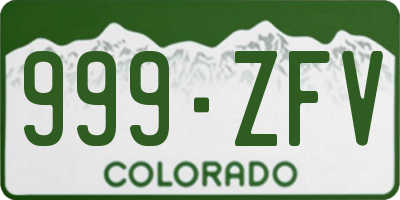 CO license plate 999ZFV