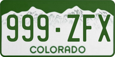 CO license plate 999ZFX