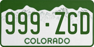 CO license plate 999ZGD