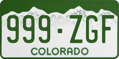CO license plate 999ZGF