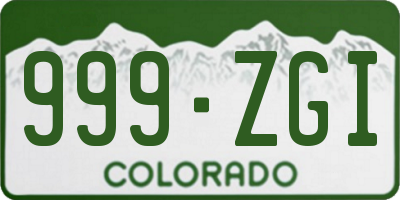 CO license plate 999ZGI