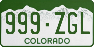 CO license plate 999ZGL