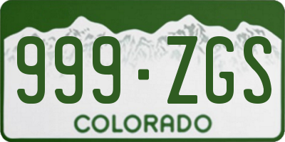 CO license plate 999ZGS