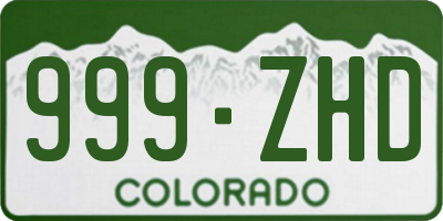 CO license plate 999ZHD