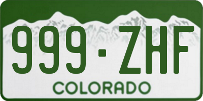 CO license plate 999ZHF