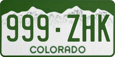 CO license plate 999ZHK