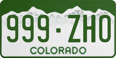 CO license plate 999ZHO