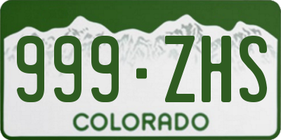CO license plate 999ZHS