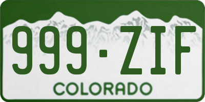 CO license plate 999ZIF