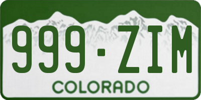 CO license plate 999ZIM