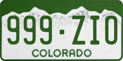 CO license plate 999ZIO