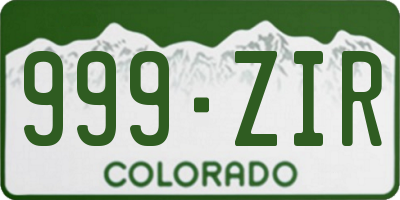CO license plate 999ZIR