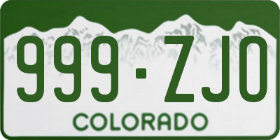 CO license plate 999ZJO