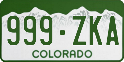 CO license plate 999ZKA