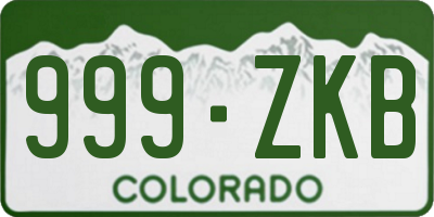 CO license plate 999ZKB