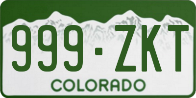 CO license plate 999ZKT