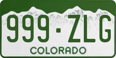CO license plate 999ZLG