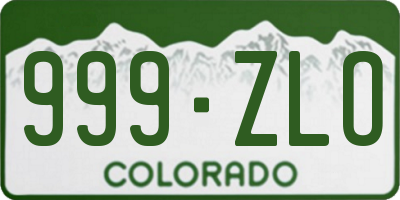 CO license plate 999ZLO