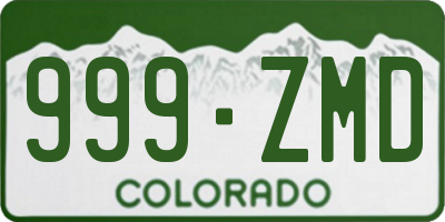 CO license plate 999ZMD
