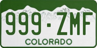 CO license plate 999ZMF