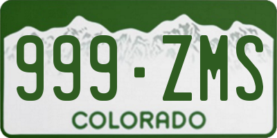 CO license plate 999ZMS