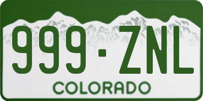 CO license plate 999ZNL