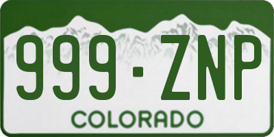 CO license plate 999ZNP